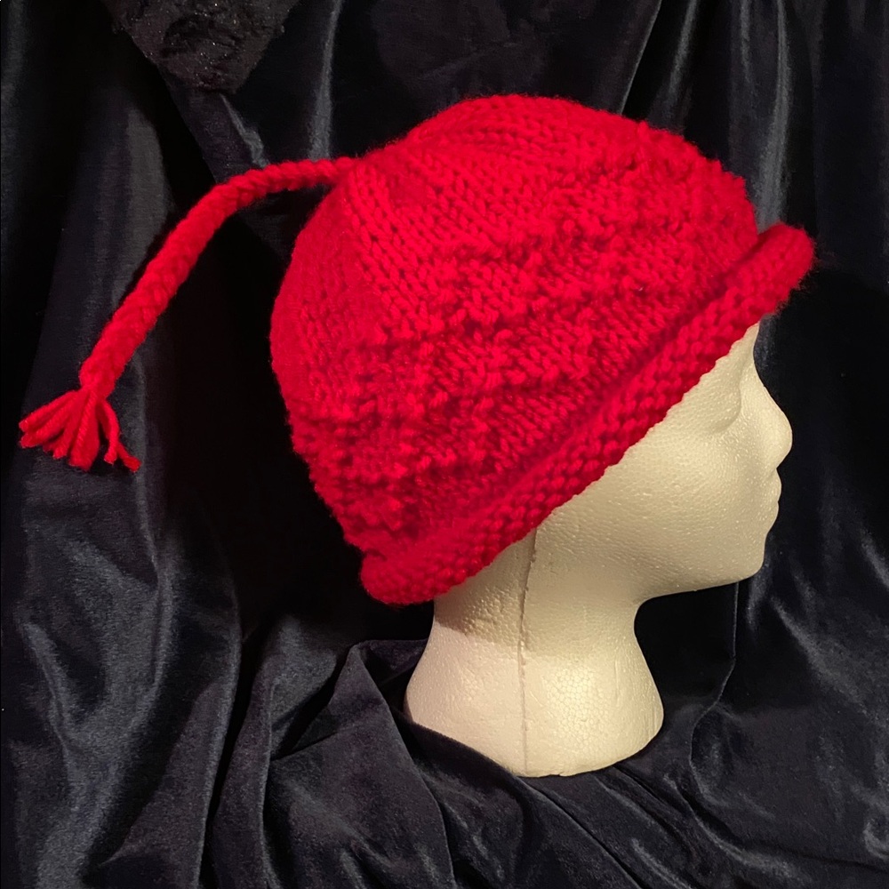Red Hand Knit RESIST Hat - one size fits all